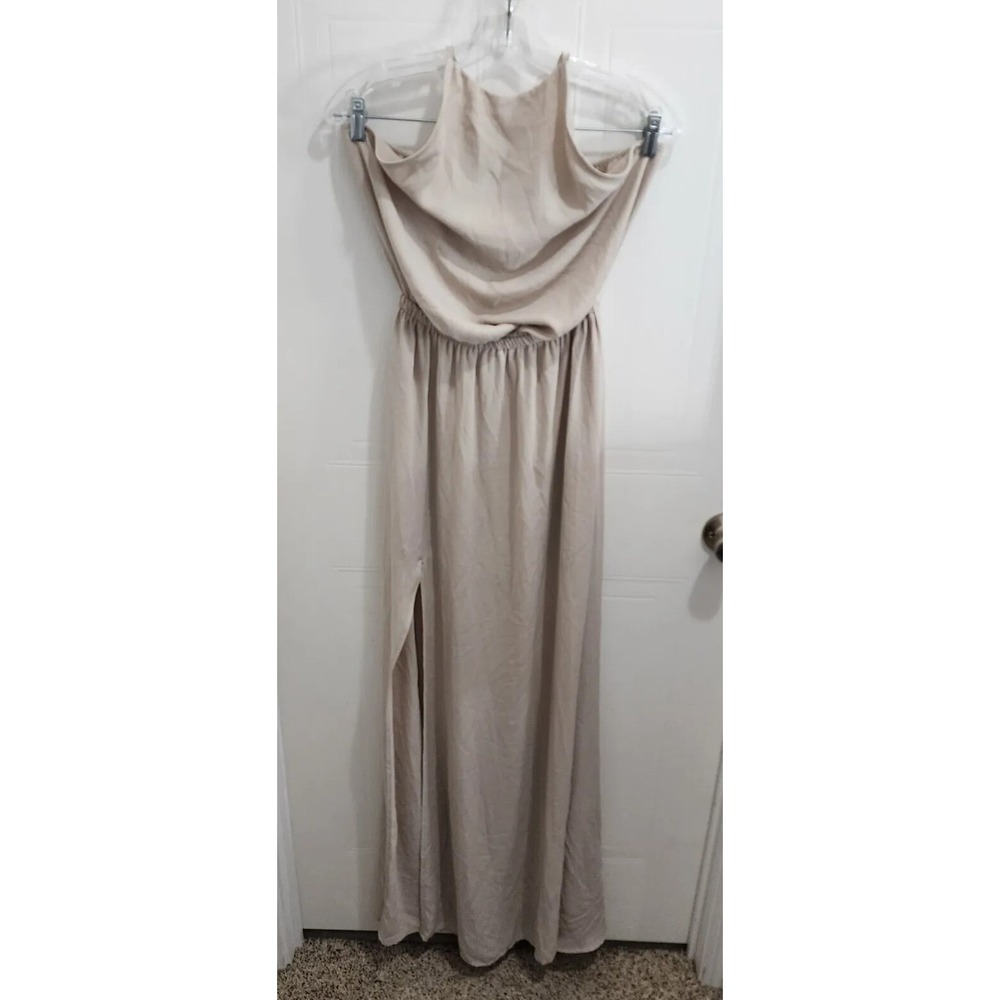 NEW Show Me Your Mumu Heather Halter Dress Solid Beige High‎ Neck Size Medium